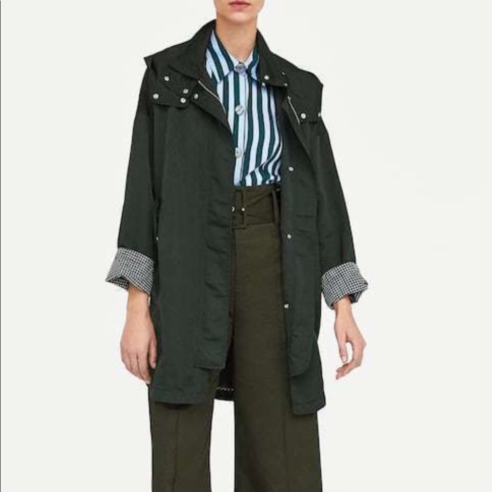 Zara army green oversized raincoat